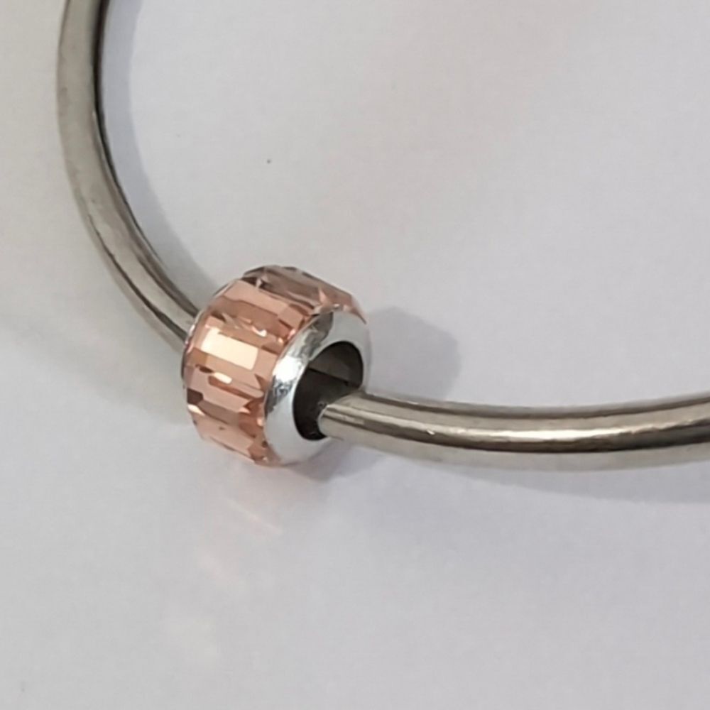 Silver Peach Crystals Charm for Pandora Style‎ Bracelet